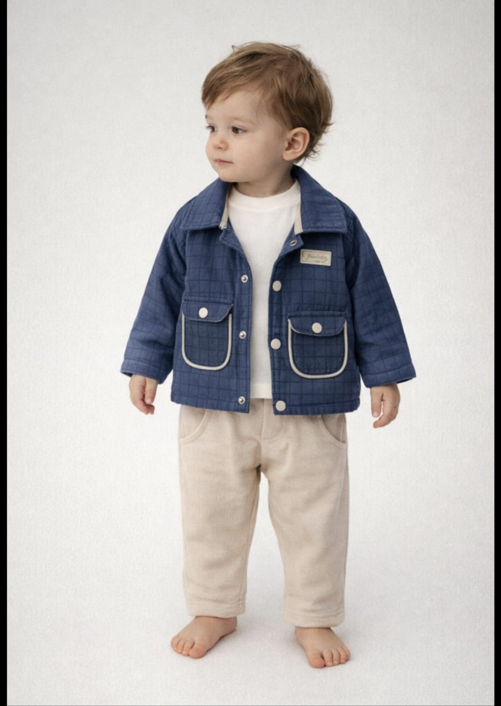 Set jachetă cu buzunare duble,cu pantalon și tricou, junior 9/24 luni, format din 3 piese