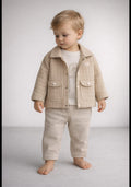 Set jachetă cu buzunare duble,cu pantalon și tricou, junior 9/24 luni, format din 3 piese