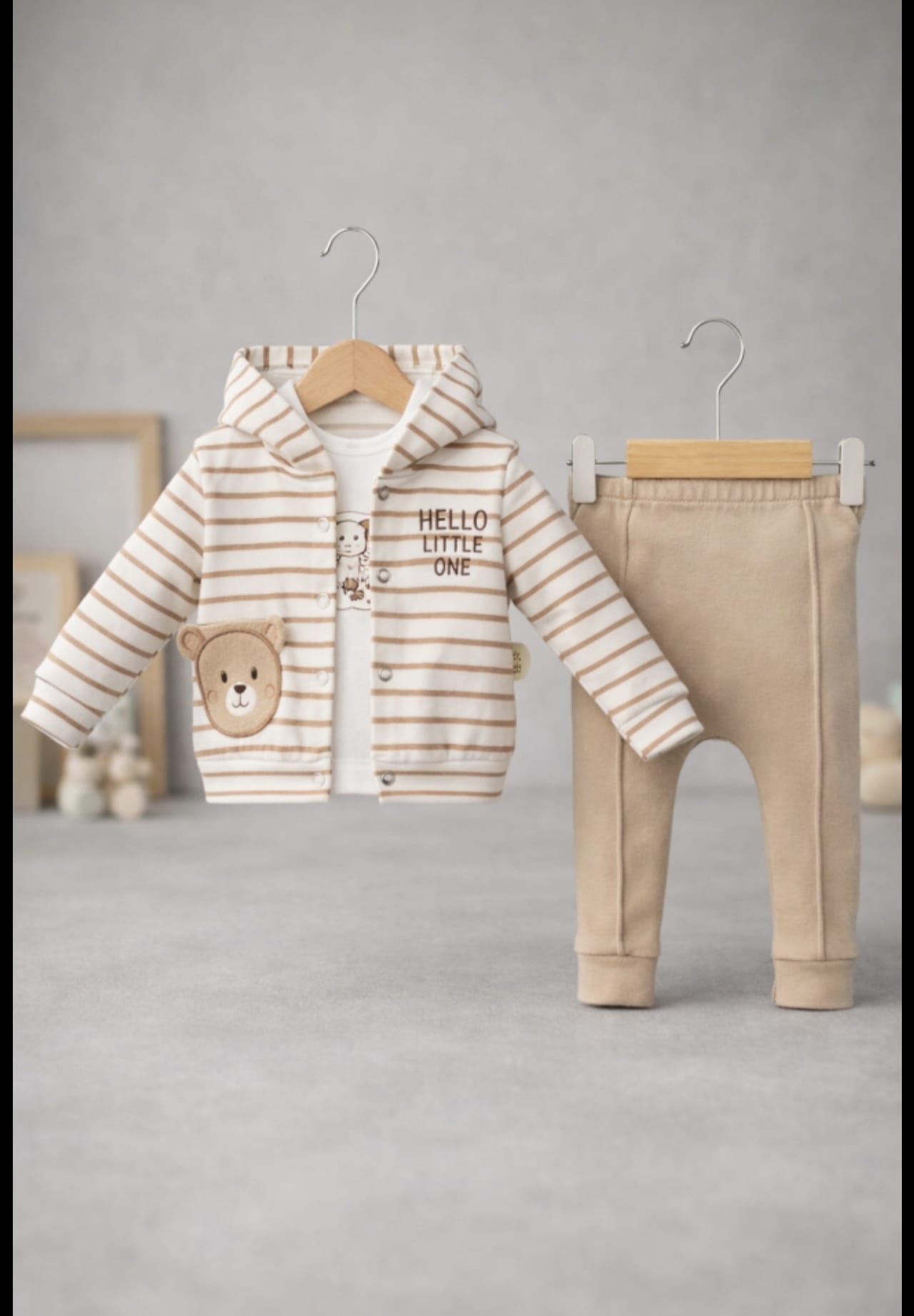 Set 3 piese cu dungi pentru băieți, 0-3-6-9-12 luni