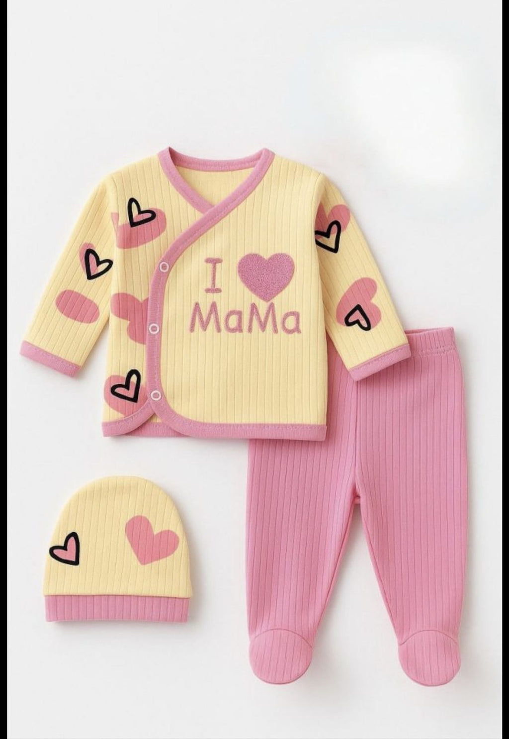 Set body &nbsp;Baby 0-3 luni, 3 piese, Love Mama&nbsp;