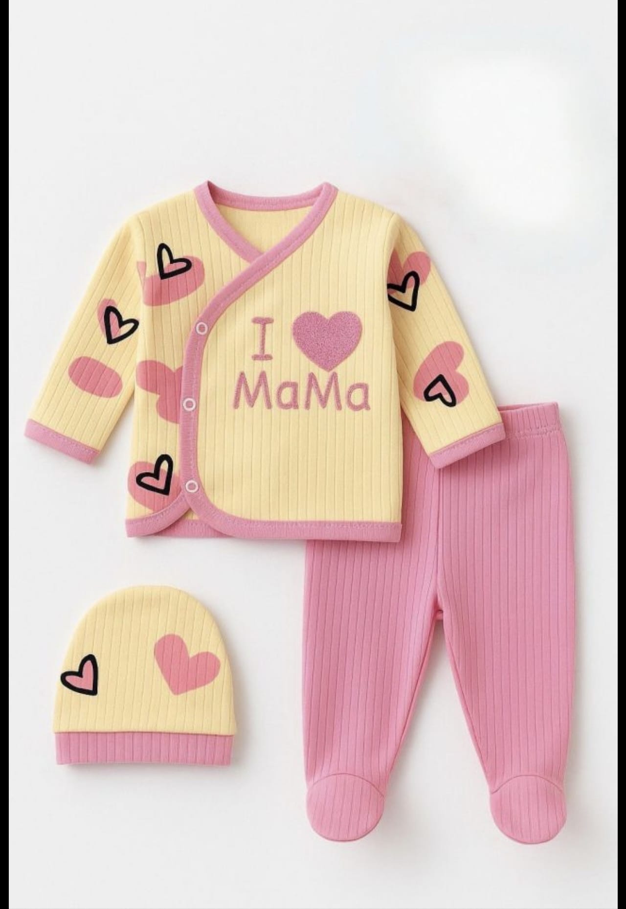 Set body &nbsp;Baby 0-3 luni, 3 piese, Love Mama&nbsp;