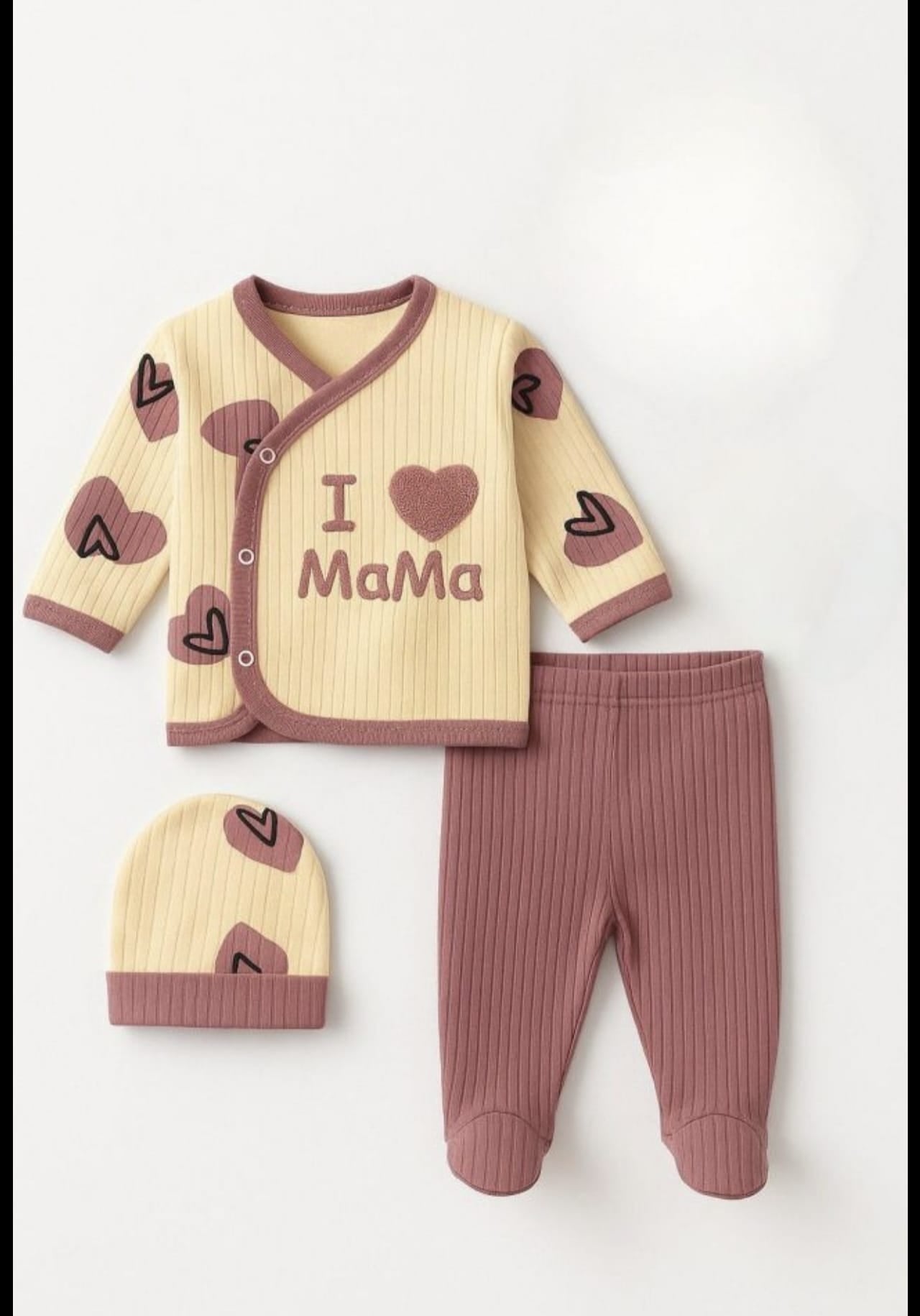 Set body &nbsp;Baby 0-3 luni, 3 piese, Love Mama&nbsp;