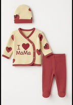 Set body &nbsp;Baby 0-3 luni, 3 piese, Love Mama&nbsp;