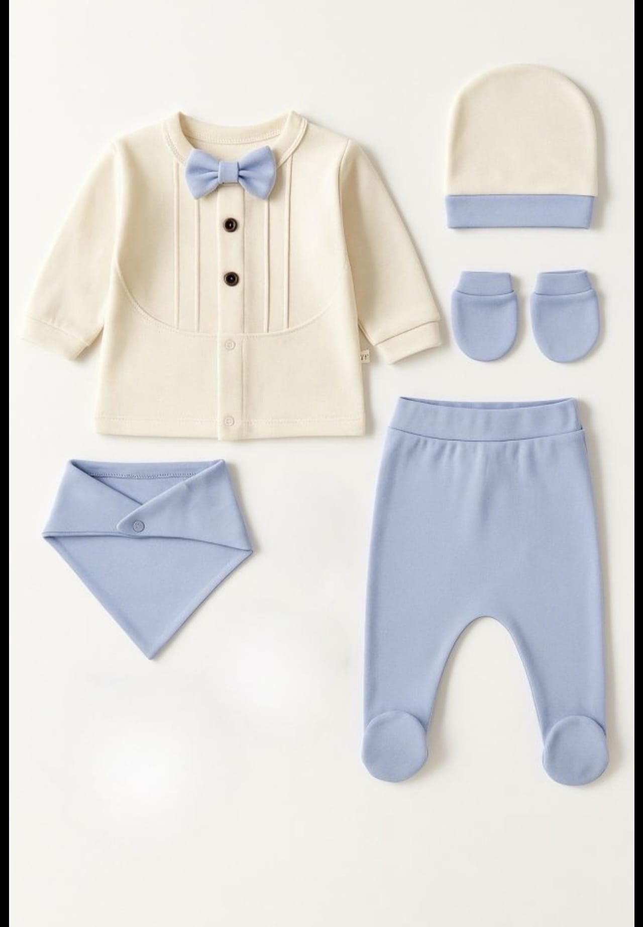 SET BABY 0-3 LUNI CU 5 PIESE ȘI PAPION&nbsp;