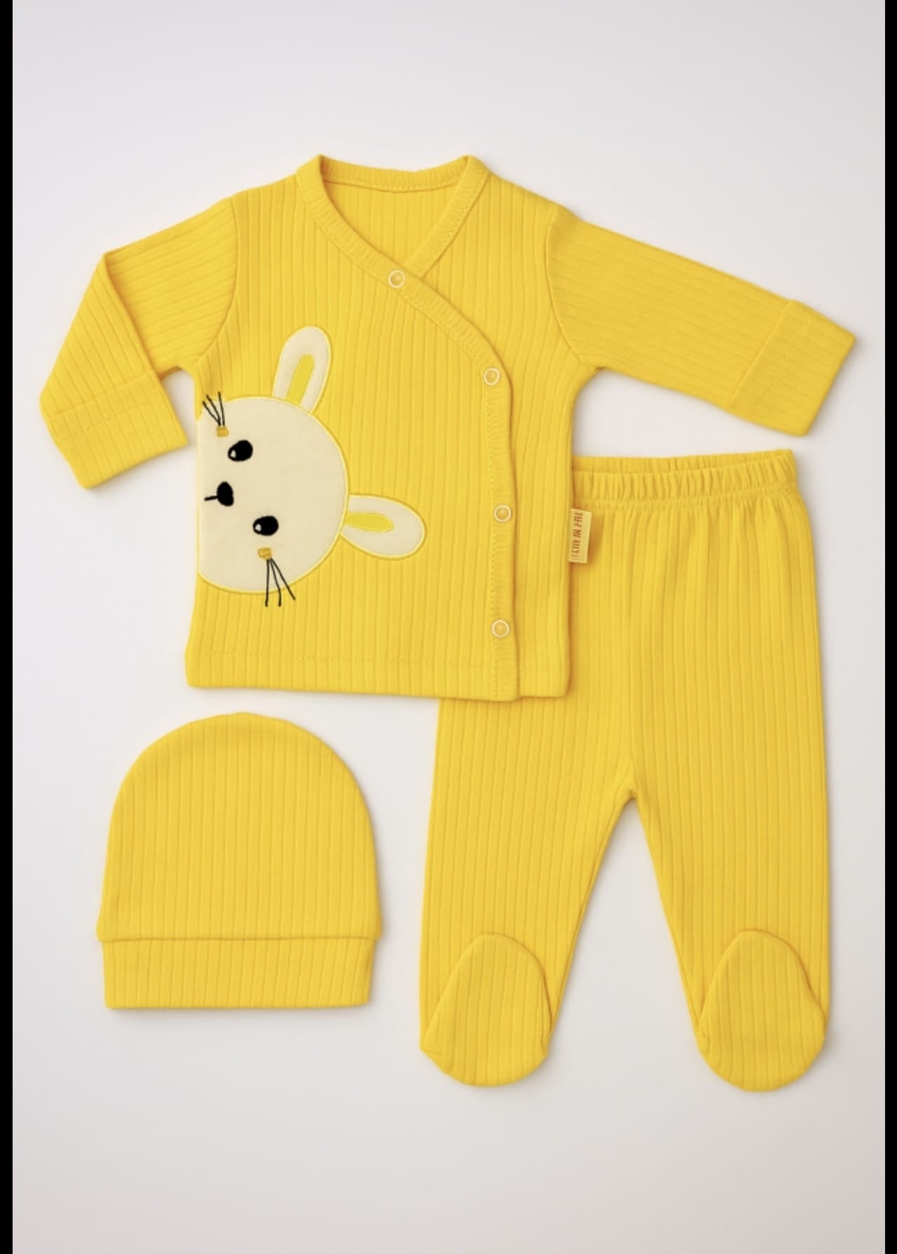 Body pentru bebeluși Nana Baby 0-3 luni, format din 3 piese, cu broderie cu iepuri&nbsp;