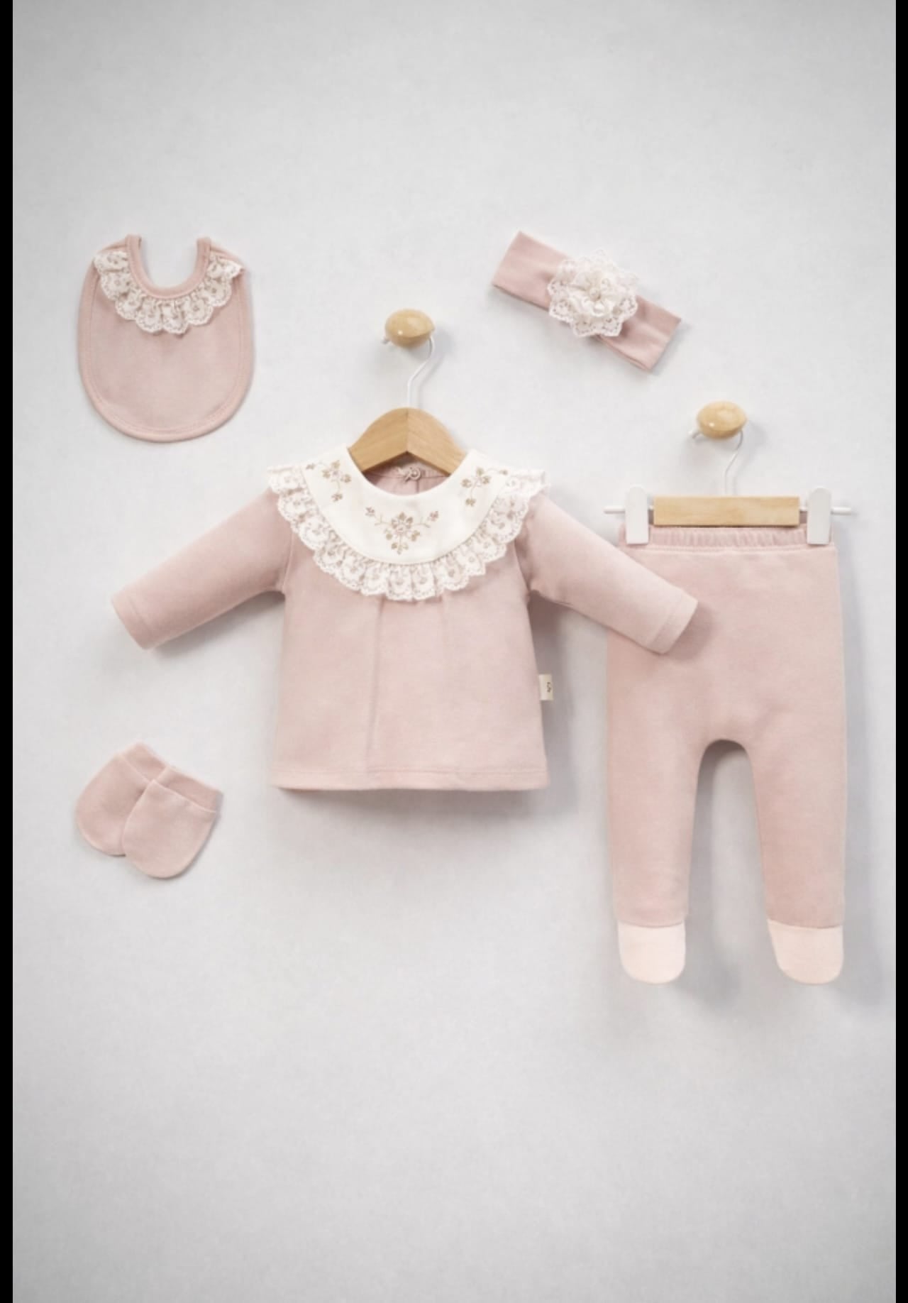Set de 5 piese MINICAYZEN cu guler floral brodat, 0-3 luni&nbsp;