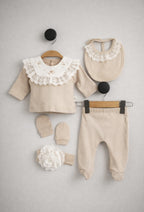Set de 5 piese MINICAYZEN cu guler floral brodat, 0-3 luni&nbsp;