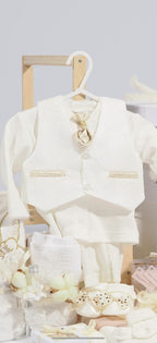 Costum de botez băieți „Erik” cu vestă și cravată