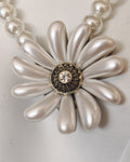 Colier din perle naturale de cultură cu floare și cristal Swarovski&nbsp;