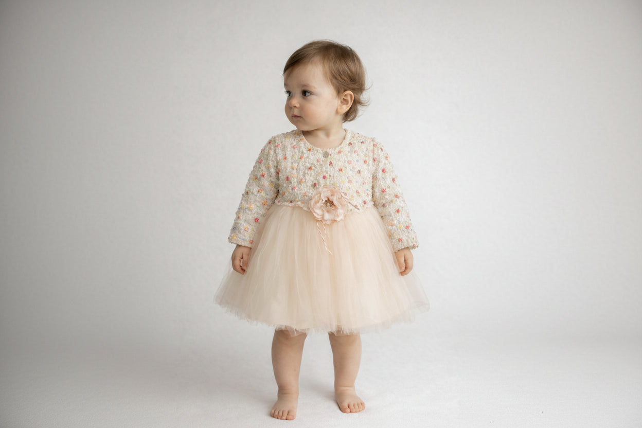 ROCHIE CU BOLERO CU PAIETE SI FLORI COLORATE