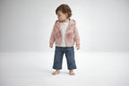 Set cardigan tricotat Missolix 9/24 luni cu buzunare și blăniță