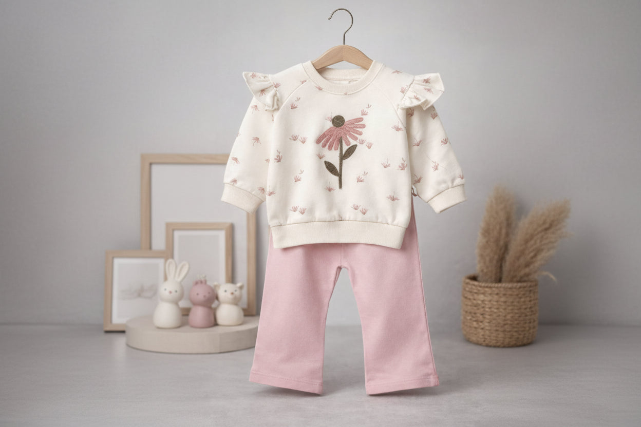 Set 2 piese pentru bebe ANILÇO cu floare
